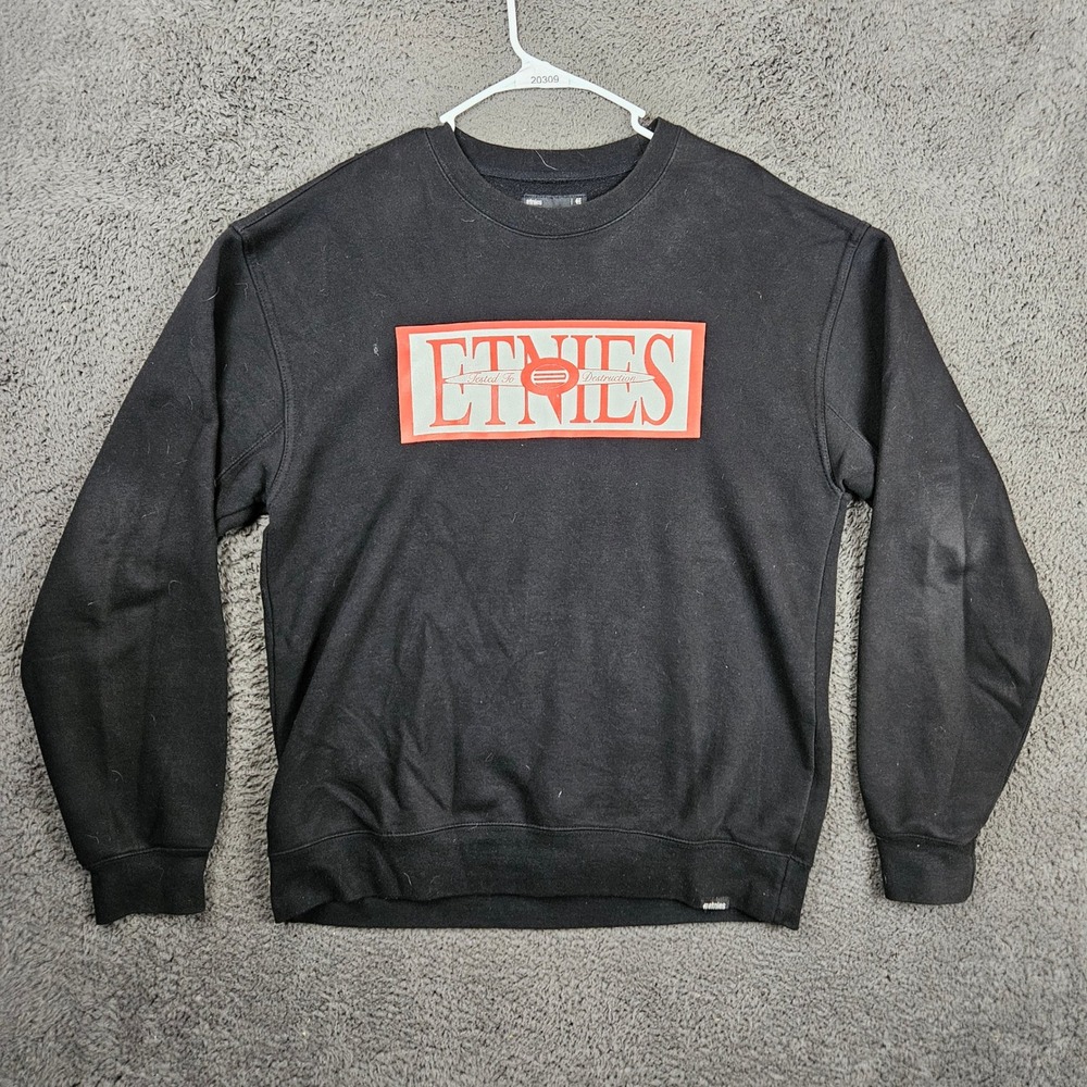 Etnies Mens Graphic Crewneck Sweatshirt Black Tested To Destruction Size L‎